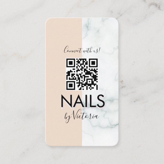 Marble Nail Salon Beauty Colorblock QR Code Visitenkarte (Vorderseite)