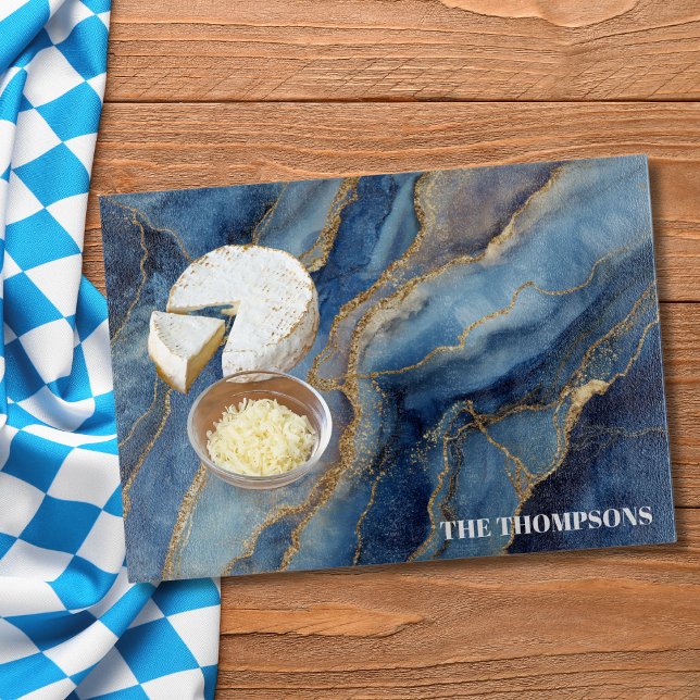 Marble Navy Blue Gold Glitter Elegant Personalized Schneidebrett (Von Creator hochgeladen)
