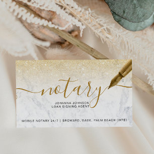 Marble Notary Lending chic Gold Glitzer Typografie Visitenkarte