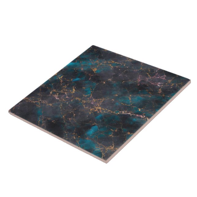 Marble Ocean Blue Pink Gold Trendy Collection Fliese (Seite)