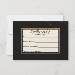 Marble Onyx Wedding RSVP Card