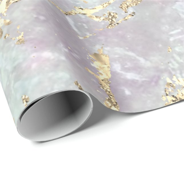 Marble Pastel Gold Blue Strokes Geschenk Idee Geschenkpapier (Rolleneckpunkt)