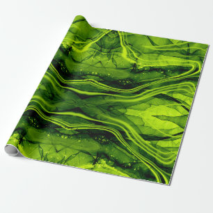 MARBLE PATTERING WRAPPPAPIER - LIME GREEN GESCHENKPAPIER