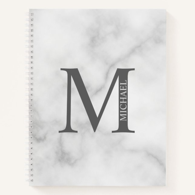 Marble Personalized Elegant Monogram and Name Notizbuch (Vorderseite)