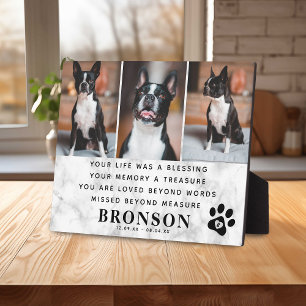 Marble Pet Loss Memorial Quote & Foto Collage Fotoplatte