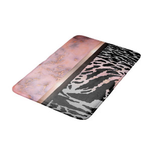 Marble Pink Chic Tiger Safari Print Badematte