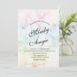 Marble Rainbow Gay Script Wedding Einladung