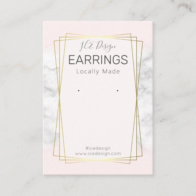 Marble Rosa Gold Frame Ohrringe Display Packung Visitenkarte (Vorderseite)