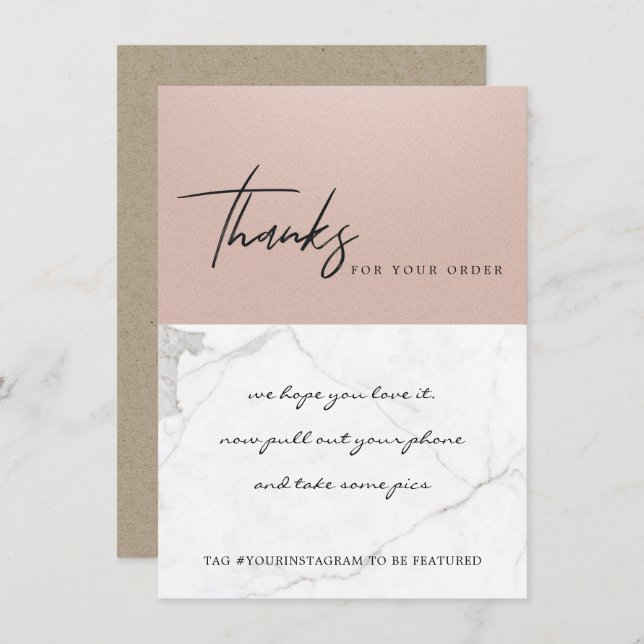 MARBLE ROSE GOLD TEXTURE CORPORATE Business LOGO Dankeskarte (Vorne/Hinten)