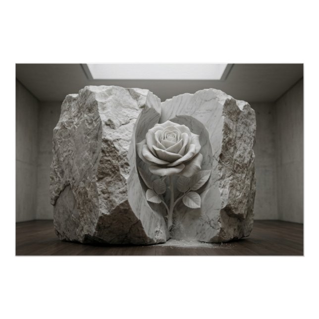 Marble Rose Sculpture Minimalist Fine Art Print Poster (Vorderseite)