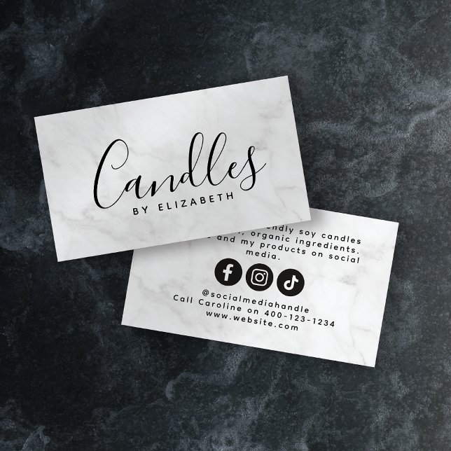 Marble Script Candle Maker Telefonnummerkarte (Von Creator hochgeladen)