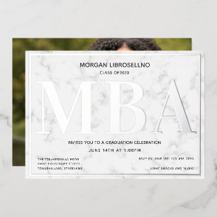 Marble Silver Foto MBA Abschluss Folieneinladung