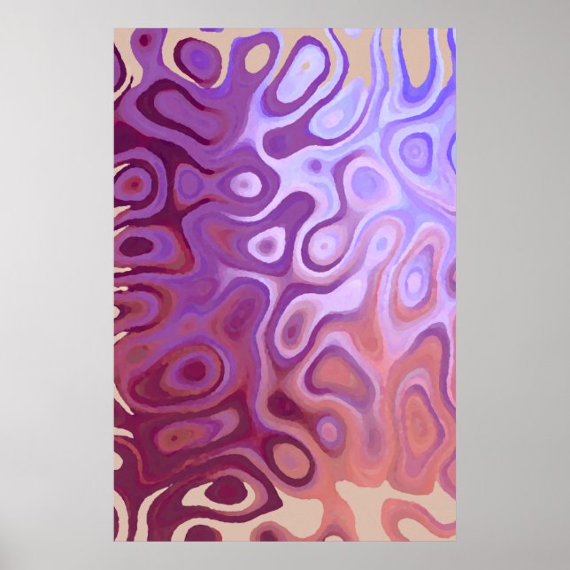 Marble Slick Metallic Burgundy Beige Poster (Vorne)