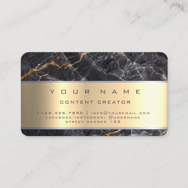 Marble Social Media Manager Content Creator Visitenkarte (Vorderseite)