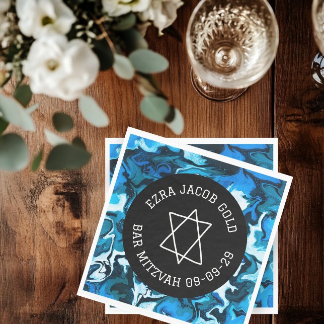 Marble Star von David Custom B'nai Bat Bar Mitzvah Serviette (Marble Star of David Custom B'nai Bat Bar Mitzvah Napkins
)