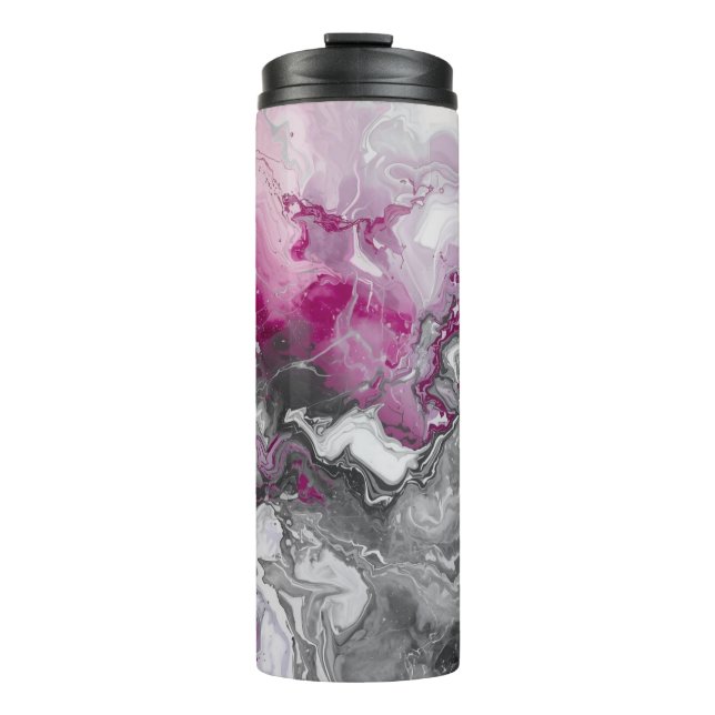 Marble Stone Abstract Pink and Grey Design Thermosbecher (Vorderseite)
