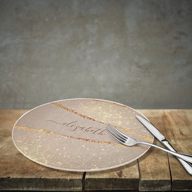 Marble-Stone-Agate Glitter rose gold Name Script Schneidebrett (Von Creator hochgeladen)