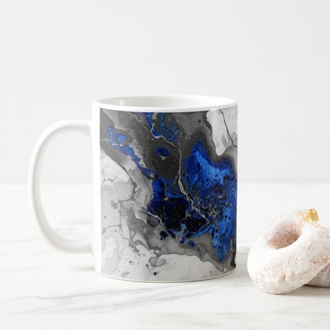 Marble Stone, Electric Blue, Black, Grey printed Kaffeetasse (Mit Donut)