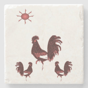 Marble Stone Rooster Steinuntersetzer