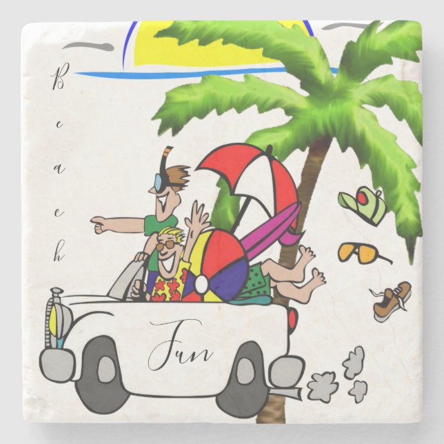 Marble Stone Untersetzer Beach Fun (Vorderseite)