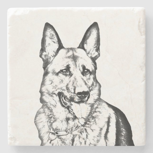 Marble Stone Untersetzer - German Shepherd (Vorderseite)