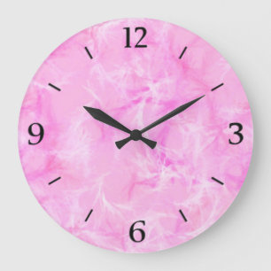 Marble Swirl Print - orchid pink Große Wanduhr