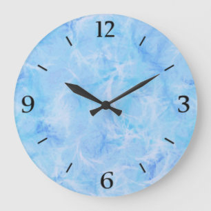 Marble swirl print - sky blue große wanduhr
