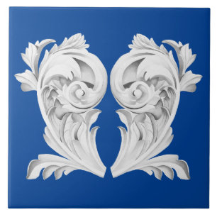 Marble Tendrils auf einer blauen Keramik Fliese