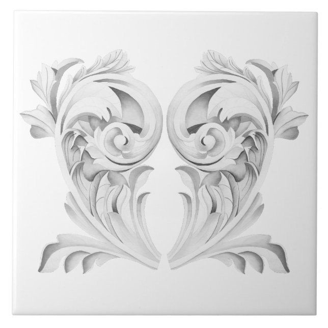 Marble Tendrils auf einer weißen Keramik Fliese (Vorderseite)