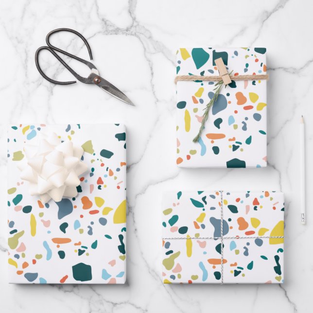 Marble Terazzo Pattern Geschenkpapier Set (Vorderseite)