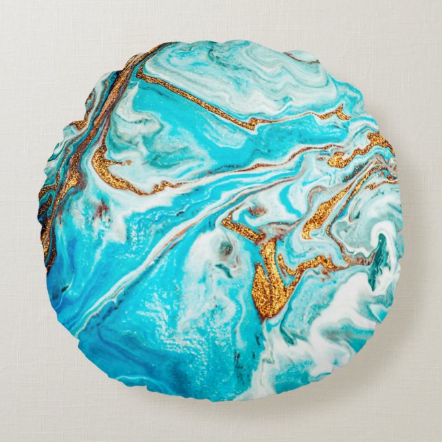 Marble texture. Eastern technique. Contemporary ar Rundes Kissen (Vorderseite)