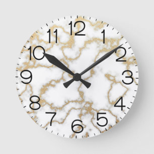 Marble Texture White Gold Modern Luxury Minimal Runde Wanduhr