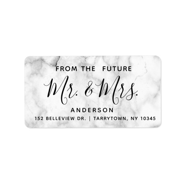Marble The Future Mr. and Mrs Custom Script Label Adressaufkleber (Vorne)