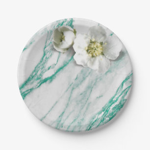 Marble Tiffany Mint Emerald White Jasmine Glitzer Pappteller