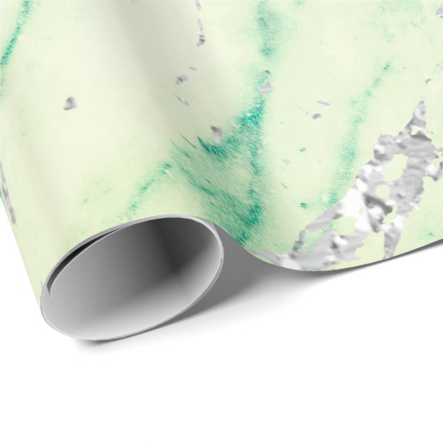 Marble Tiffany Silver Grey Green Mint Stone Pastel Geschenkpapier (Rolleneckpunkt)