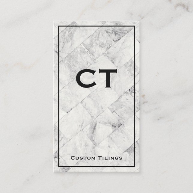 Marble Tiling Brick | Monogramm Visitenkarte (Vorderseite)