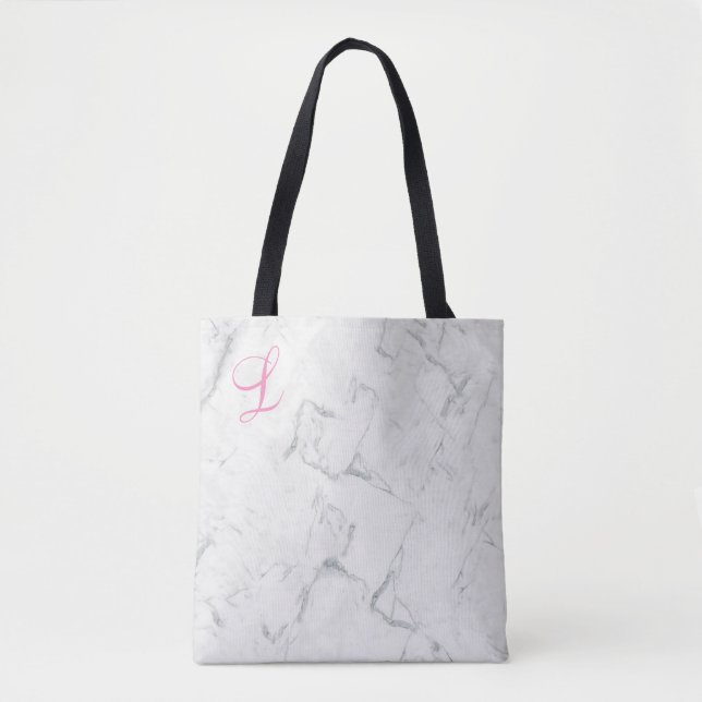 Marble Tote Bag mit initialer Momogrammatierung (Vorderseite)