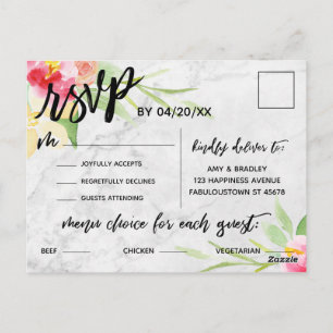 Marble und Boho Blume Menü Auswahl UAWG Postkarte