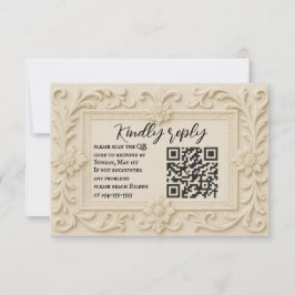 Marble Veil QR Code Wedding RSVP Card Karte