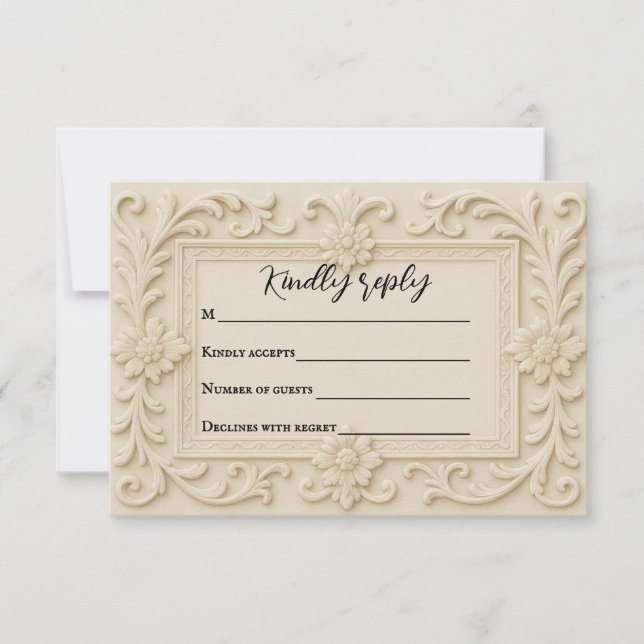 Marble Veil Wedding RSVP Card (Vorderseite)