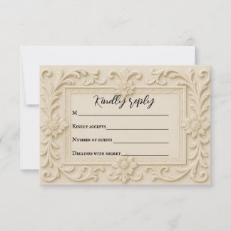 Marble Veil Wedding RSVP Card Karte