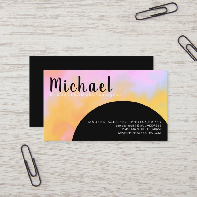 Marble Wave Interior Hair Salon Designer Orange Visitenkarte (Vorderseite/Rückseite Beispiel)