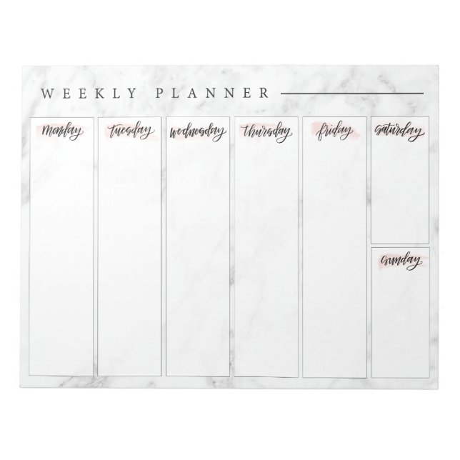 Marble Weekly Planner Notepad Notizblock (Vorderseite)