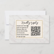 Marble Whisper QR Code Wedding RSVP Card