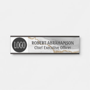 Marble White Gold Ihr Logo Office Türschilder unte Türschild