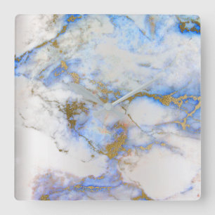 Marble White Gray Saphire Blue Graphit Carrara Quadratische Wanduhr