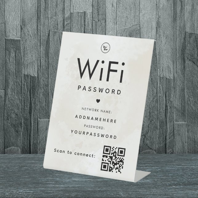 Marble WiFi Password Code Business Logo QR Code Sockelschild (Von Creator hochgeladen)