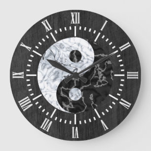 Marble Yin Yang Symbol Große Wanduhr