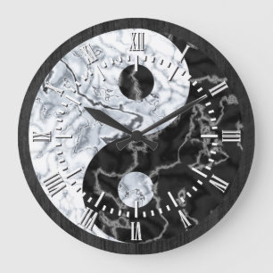 Marble Yin Yang Symbol Große Wanduhr