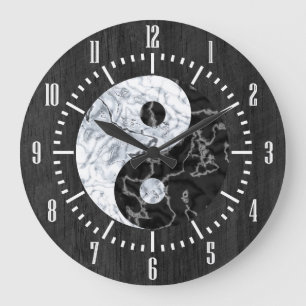 Marble Yin Yang Symbol Große Wanduhr
